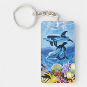 Dolfijnen en tropische viskunst sleutelhanger (Voorkant)