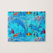 dolfijnen en tropische vispuzzel legpuzzel (Horizontaal)