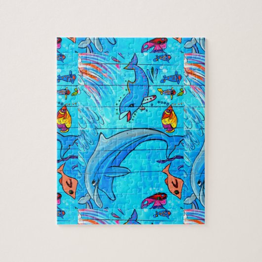 dolfijnen en tropische vispuzzel legpuzzel (Verticaal)