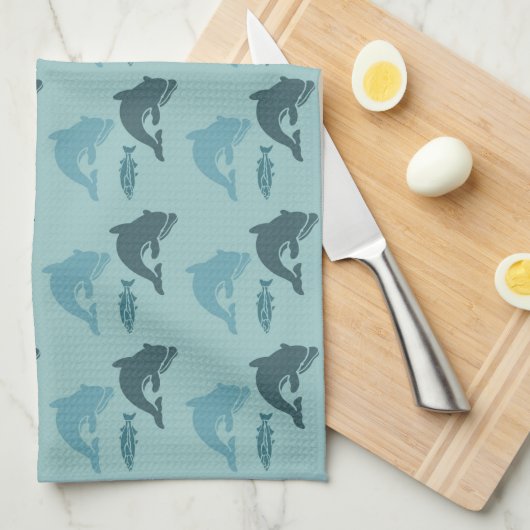 Dolfijnen en vissen theedoek (Quarter Fold)