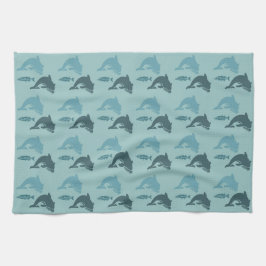 Dolfijnen en vissen theedoek