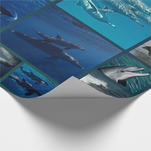 Dolfijnen en walvissen, collage cadeaupapier (Hoek)