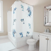 Dolfijnen en wit douchegordijn (In situ)