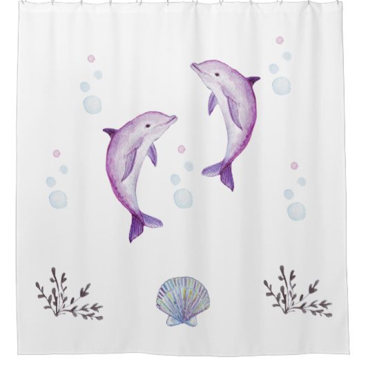 Dolfijnen en Zee Shell Douchegordijn (Voorkant)