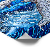 Dolfijnen En Zeemeeuwen Oceaan Mozaïek Kustlijn Poster (Hoek)