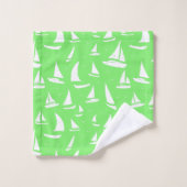 Dolfijnen en zeilboten, groen wit bad handdoek (Wasdoekje)