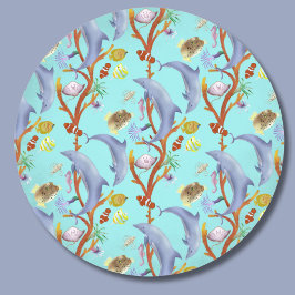 Dolfijnen, gekloonde vis en andere vis ronde sticker