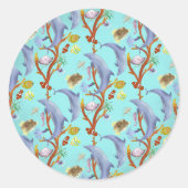 Dolfijnen, gekloonde vis en andere vis ronde sticker (Voorkant)