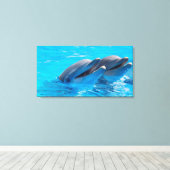 Dolfijnen glimlachen canvas afdruk (Insitu (Houten vloer))