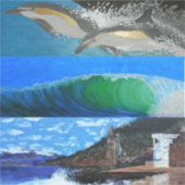 Dolfijnen, golven, Victoria Beach, Laguna tower Sticker (Voorkant)