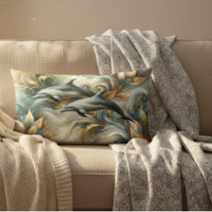 Dolfijnen Gouden Botanisch Dreamscape Kussen