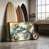 Dolfijnen Gouden Botanische Droomlandschap Canvas Afdruk