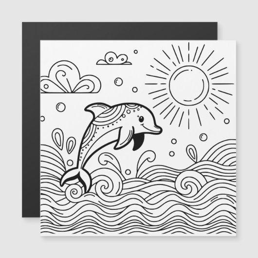 Dolfijnen in de golven | Kleurplaat van kind (Voorkant / Achterkant)