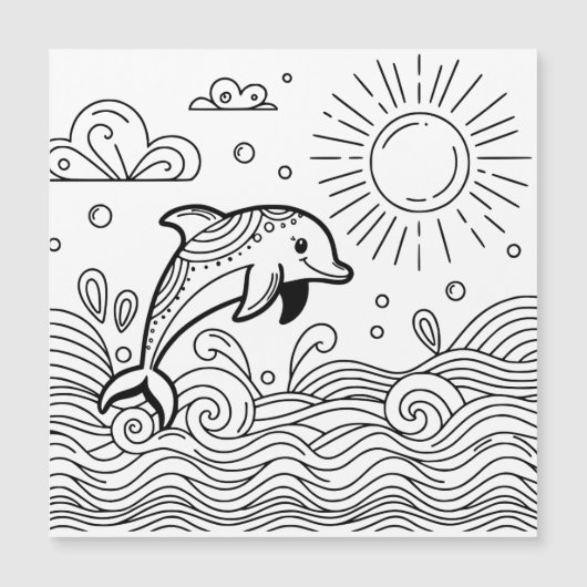 Dolfijnen in de golven | Kleurplaat van kind (Voorkant)