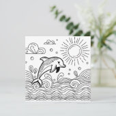 Dolfijnen in de golven | Kleurplaat van kind (Staand voorkant)