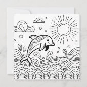 Dolfijnen in de golven | Kleurplaat van kind (Voorkant)