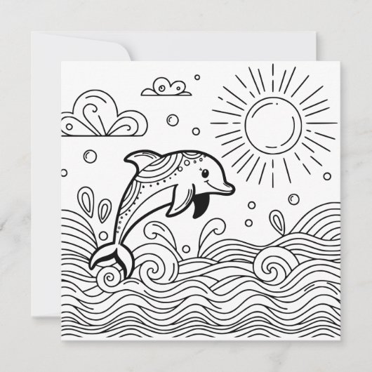 Dolfijnen in de golven | Kleurplaat van kind (Voorkant)