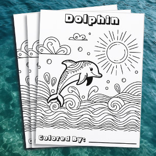 Dolfijnen in de golven   Kleurplaat van kind Flyer