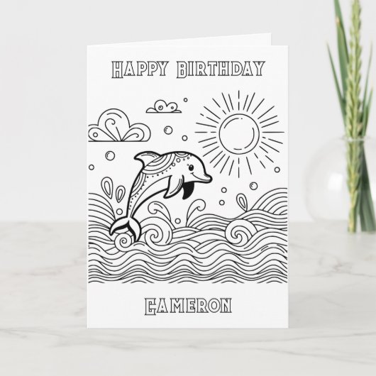 Dolfijnen in de golven | Verjaardag van de kleurst Kaart (Voorkant)