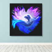 Dolfijnen in de maan canvas afdruk (Insitu (Houten vloer))