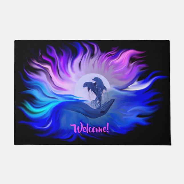 Dolfijnen in de maan deurmat (Voorkant)