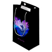 Dolfijnen in de maan, hart, Jouw tekst toevoegen Klein Cadeauzakje (Voorkant Gekanteld)