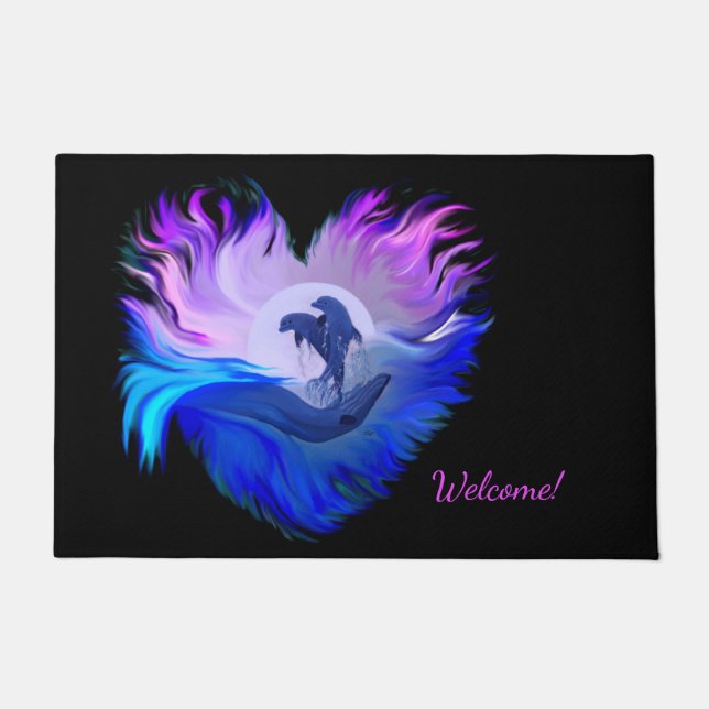 Dolfijnen in de maan, het hart deurmat (Voorkant)