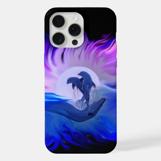 Dolfijnen in de maan iPhone hoesje (Achterkant)