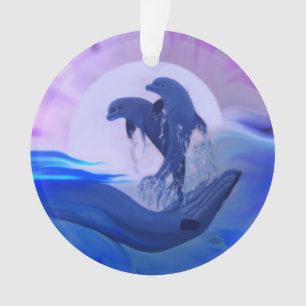 Dolfijnen in de maan ornament