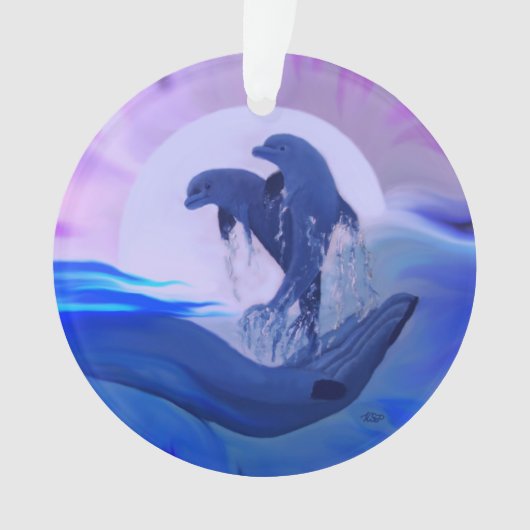 Dolfijnen in de maan ornament (voorkant)