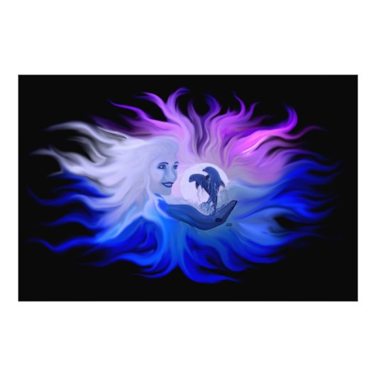 Dolfijnen in de Moonligh Foto Afdruk (Voorkant)