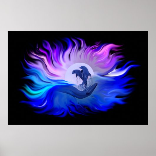 Dolfijnen in de Moonligh Poster (Voorkant)