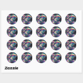 Dolfijnen in de ruimte ronde sticker (Vel)