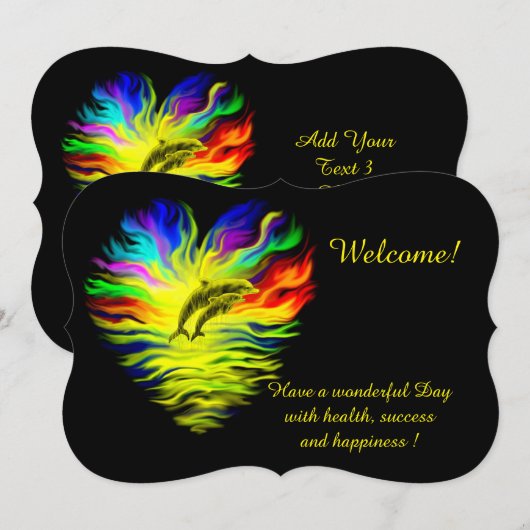 Dolfijnen in de Sunshine, voeg Jouw tekst uitnodig Kaart (Voorkant / Achterkant)