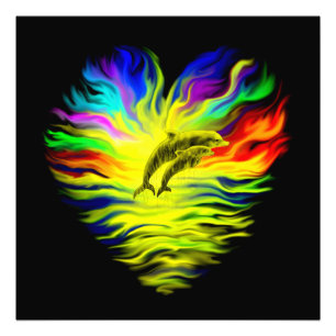 Dolfijnen in de zon foto afdruk