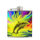 Dolfijnen in de zon heupfles (Voorkant)