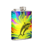 Dolfijnen in de zon heupfles (Rechts)