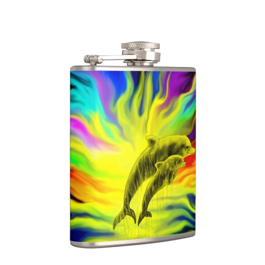 Dolfijnen in de zon heupfles (Rechts)