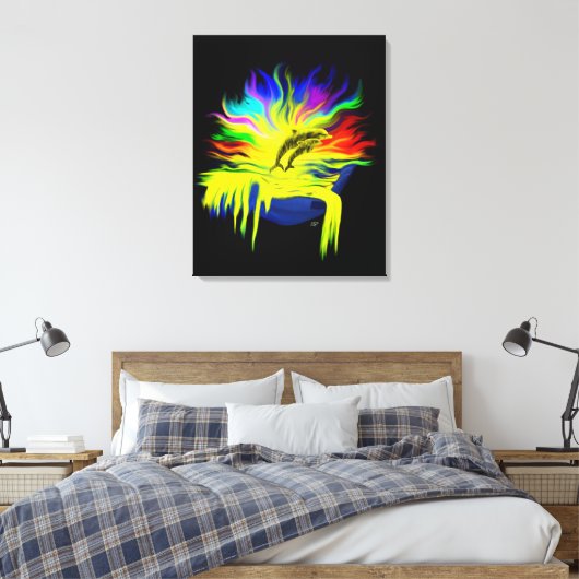 Dolfijnen in de zon met de hand canvas afdruk (Insitu (Slaapkamer))
