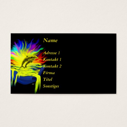 Dolfijnen in de zon met de hand visitekaartjes (Voorkant)