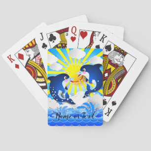 Dolfijnen in de zon personaliseren Jouw naam tekst Pokerkaarten