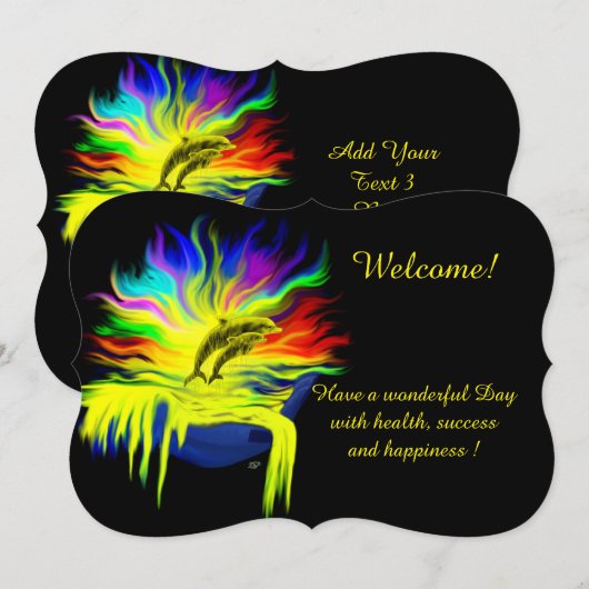 Dolfijnen in de zon, voeg Jouw tekst toe Kaart (Voorkant / Achterkant)