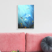 Dolfijnen in diepblauw Zeeen olieverfschilderij op Canvas Afdruk (Insitu (Woonkamer))