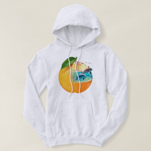 Dolfijnen in een uniek aquarium hoodie (Design voorkant)