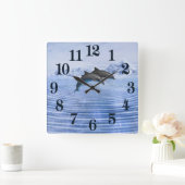 Dolfijnen in het heldere blauwe zee vierkante klok (Huis)