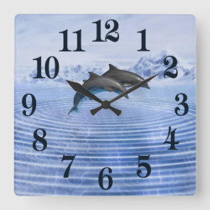 Dolfijnen in het heldere blauwe zee vierkante klok