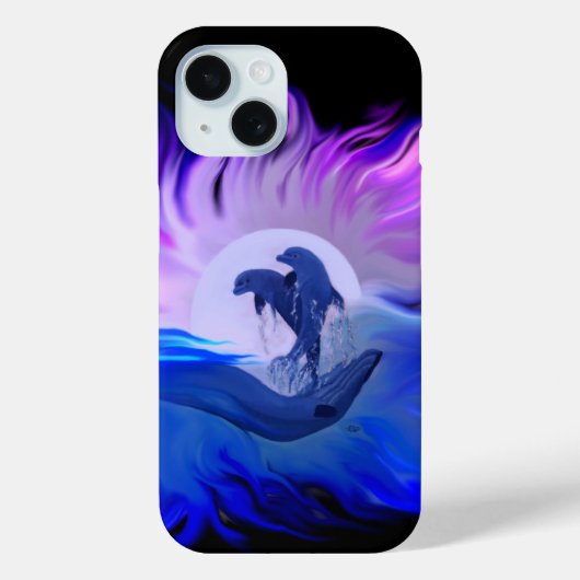 Dolfijnen in het maanlicht Case-Mate iPhone case (Achterkant)