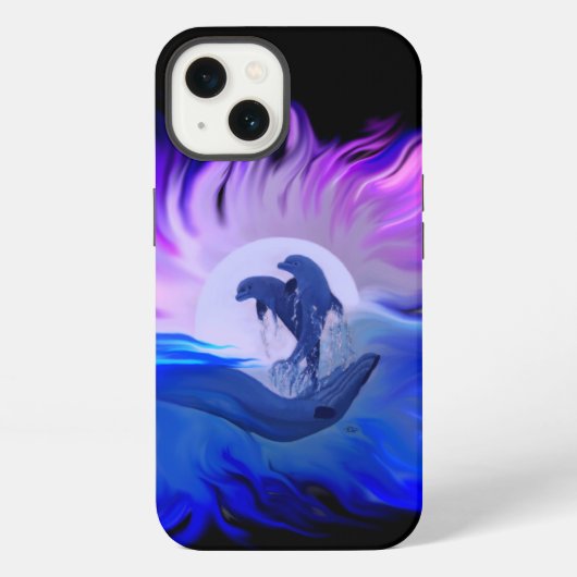Dolfijnen in het maanlicht iPhone hoesje (Achterkant)