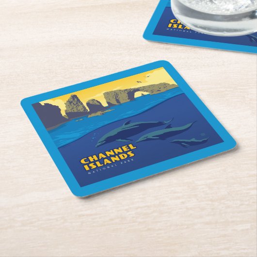 Dolfijnen in het Nationaal Park van de Kanaaleilan Kartonnen Onderzetters (Schuin)