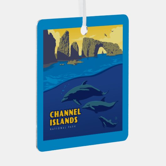 Dolfijnen in het Nationaal Park van de Kanaaleilan Metalen Ornament (Voorkant Rechts)